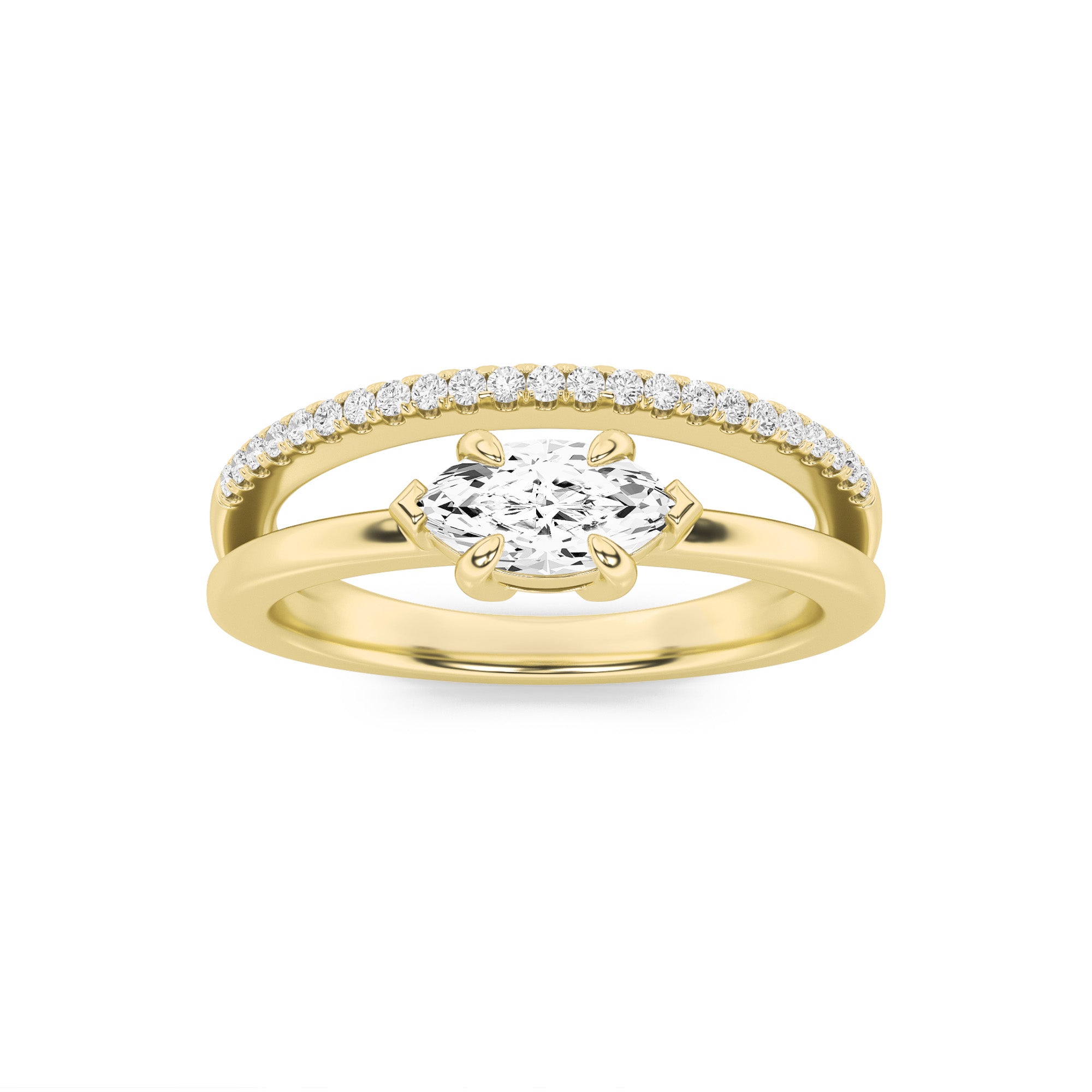 0.5Cttw Marquise Shaped Lab Grown Diamond (F/VS) Fashion Ring in 14K Gold