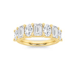 3Cttw Emerald Shaped Lab Grown Diamond (F/VS) Seven Stone Band Ring in 14K Gold