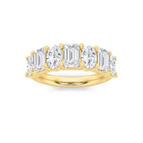 3Cttw Emerald Shaped Lab Grown Diamond (F/VS) Seven Stone Band Ring in 14K Gold