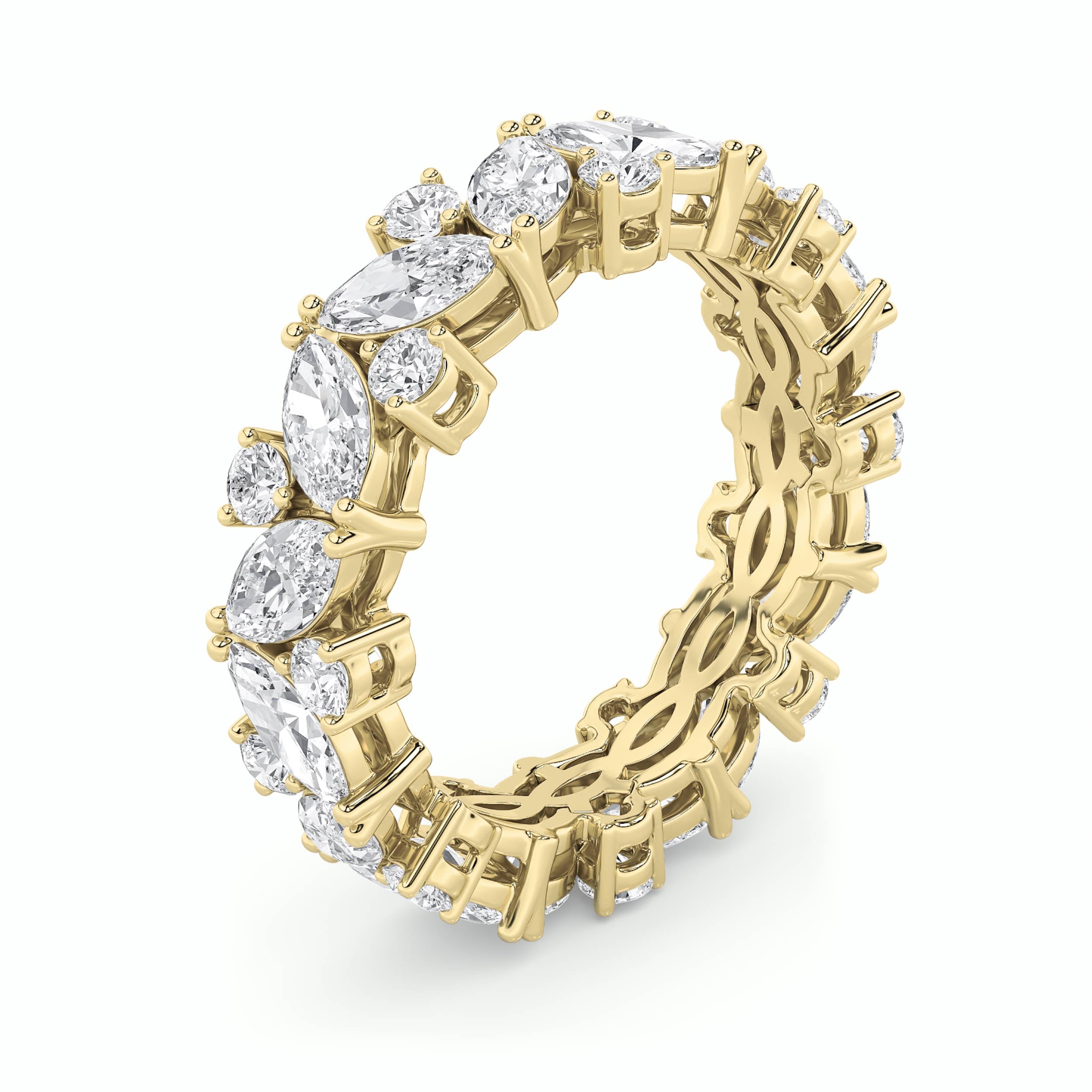 3Cttw Marquise Shaped Lab Grown Diamond (F/VS) Eternity Band Ring in 14K Gold