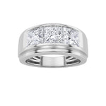 3Cttw Princess Shaped Lab Grown Diamond (F/VS) Three Stone Channel Set Mens Ring in 14K Gold