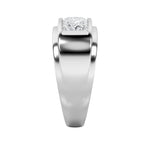 3Cttw Princess Shaped Lab Grown Diamond (F/VS) Three Stone Channel Set Mens Ring in 14K Gold