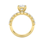 3.75Cttw Round Shaped Lab Grown Diamond (F/VS) Accented Double Halo Set of Band and  Ring in 14K Gold