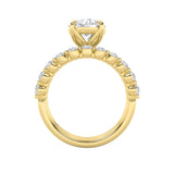 3.75Cttw Round Shaped Lab Grown Diamond (F/VS) Accented Double Halo Set of Band and  Ring in 14K Gold