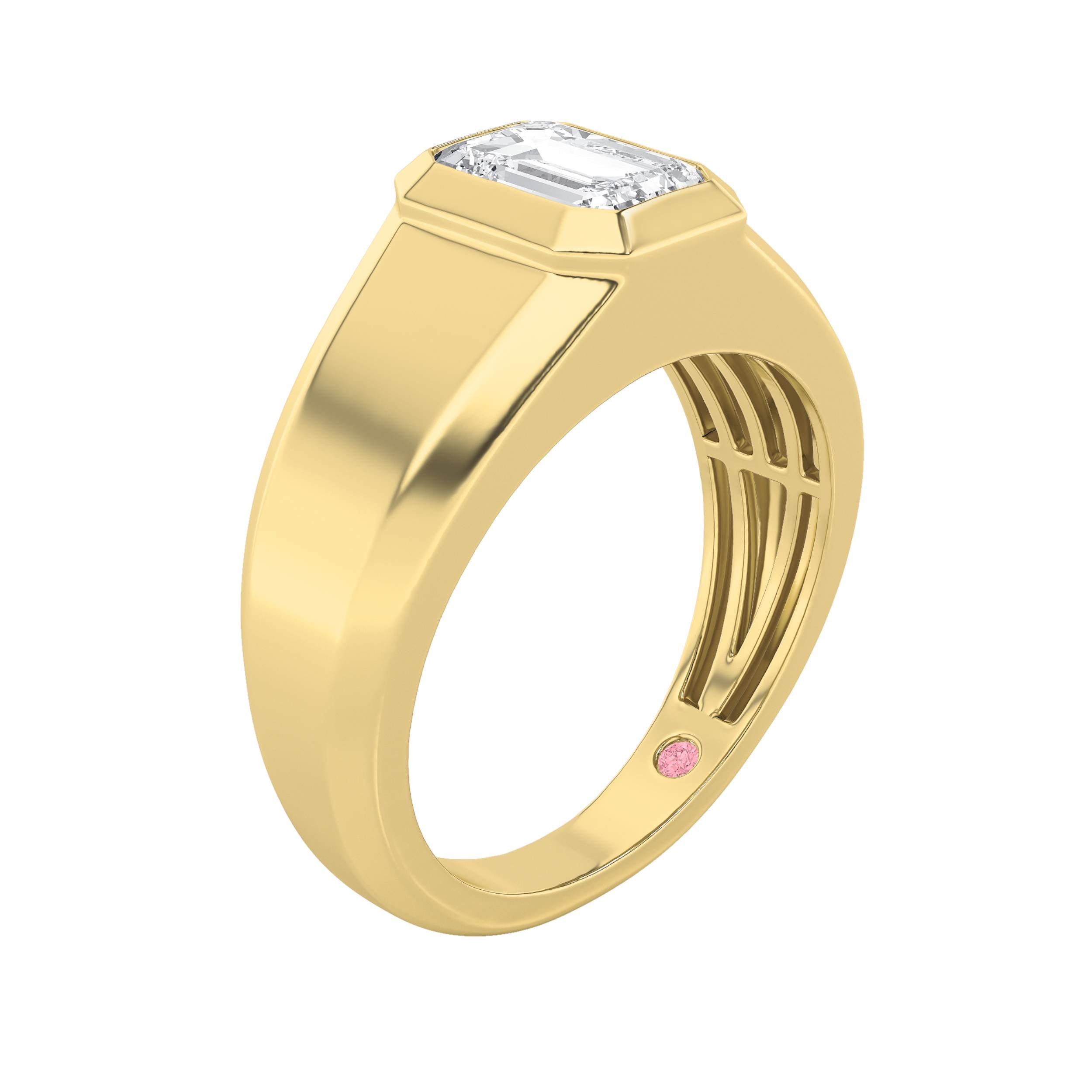 2Cttw Emerald Shaped Lab Grown Diamond (F/VS)  Ring in 14K Gold