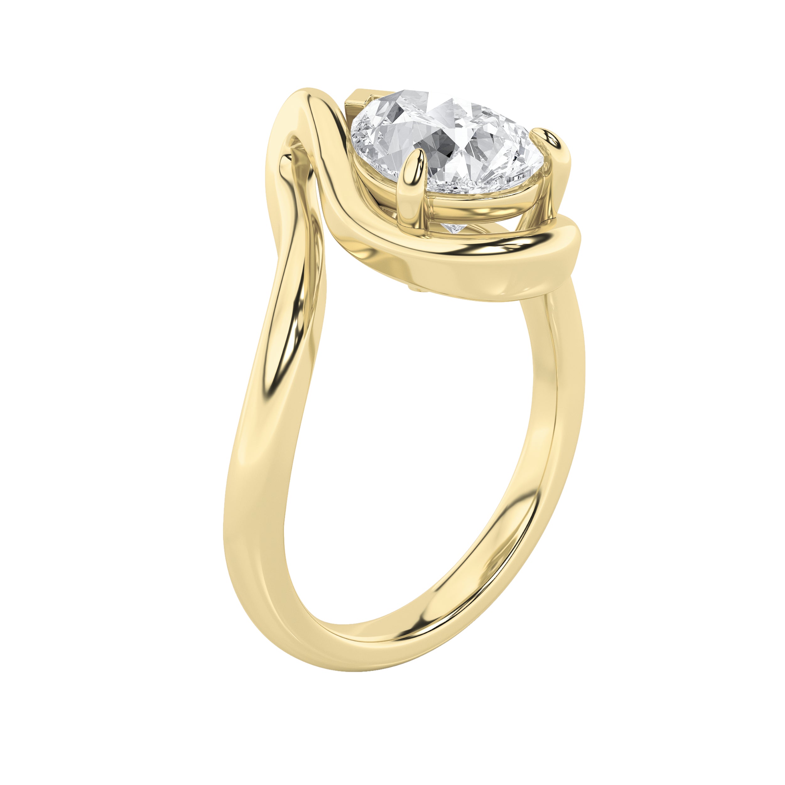 2Cttw Pear Shaped Lab Grown Diamond (F/VS)  Ring in 14K Gold