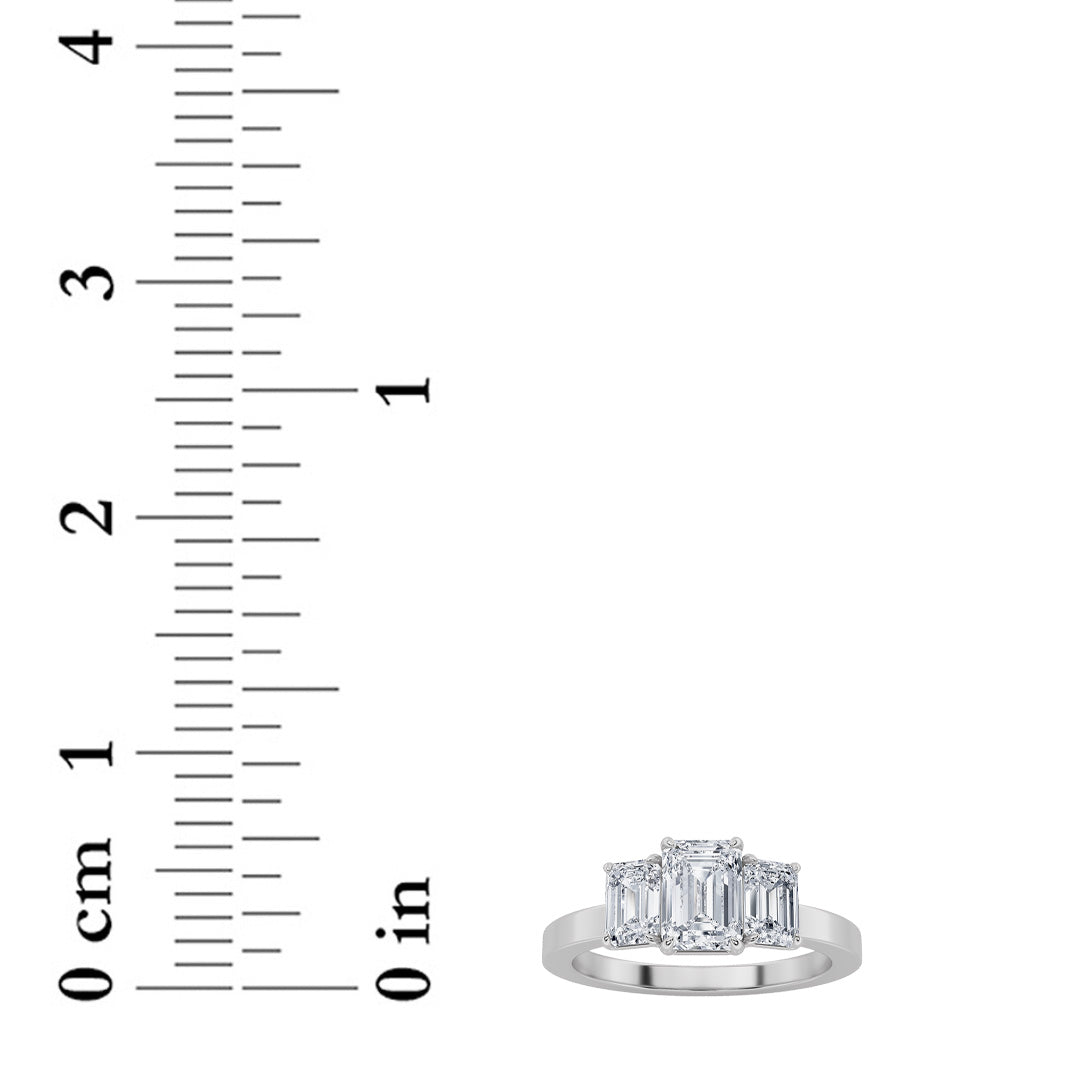 1.5Cttw Emerald Shaped Lab Grown Diamond (F/VS)  Ring in 14K Gold