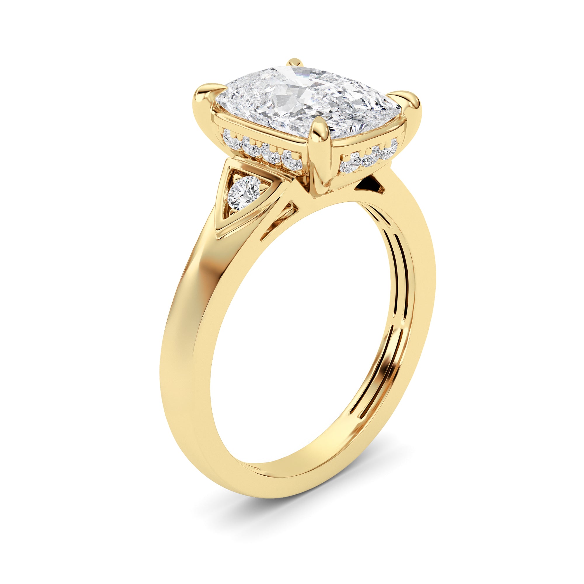 ELongated Cushion Lab Grown Diamond (F/VS ) Ring in 14K Gold