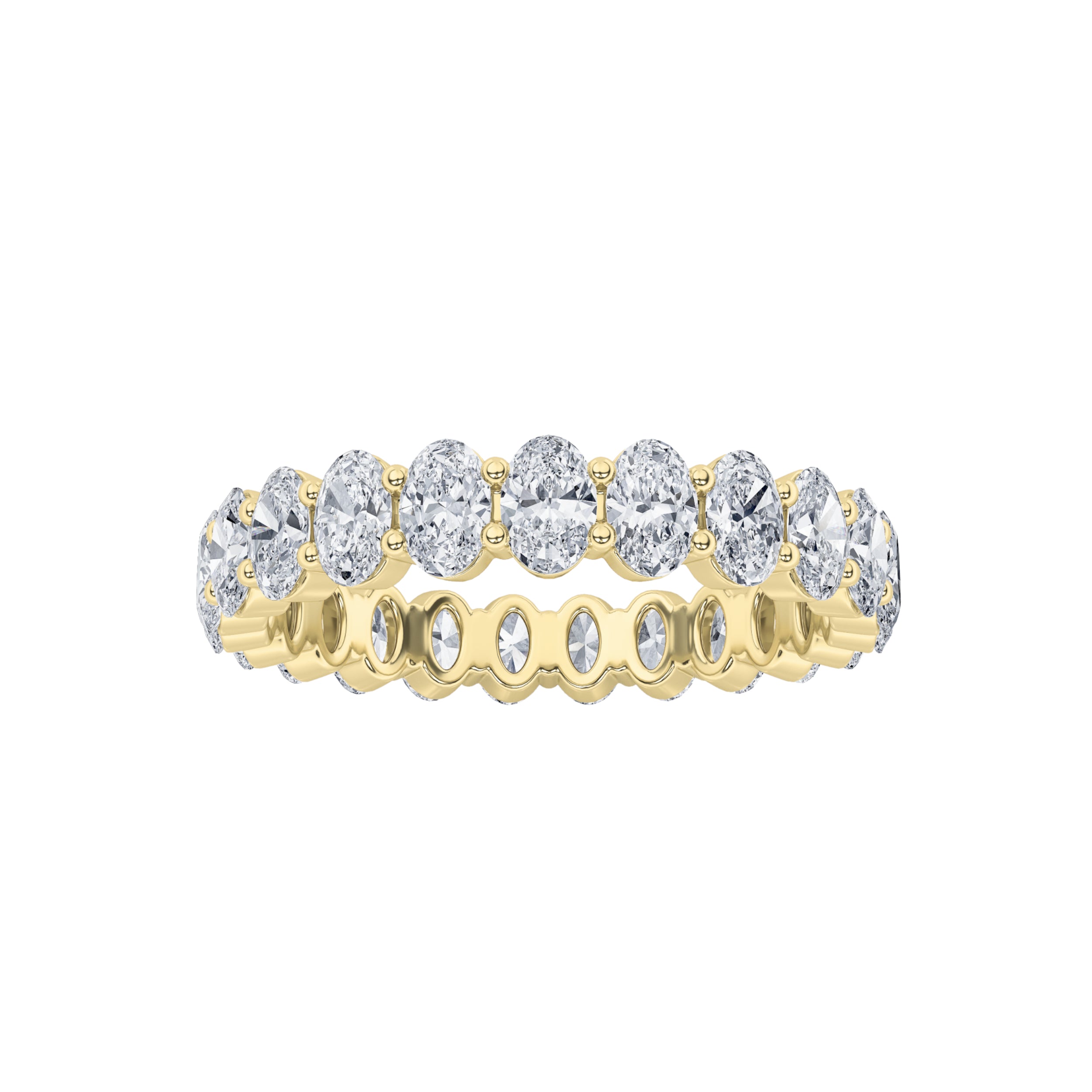2.5Cttw Oval Shaped Lab Grown Diamond ( F / VS ) Eternity Band set in 14K Yellow Gold - Size 9