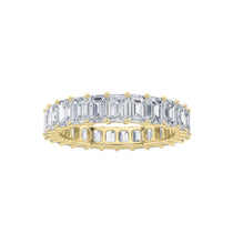 3.15Cttw Emerald Shaped Lab Grown Diamond ( F / VS ) Eternity Band set in 14K Yellow Gold - Size 6