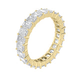 3.4Cttw Emerald Shaped Lab Grown Diamond ( F / VS ) Eternity Band set in 14K Yellow Gold - Size 8