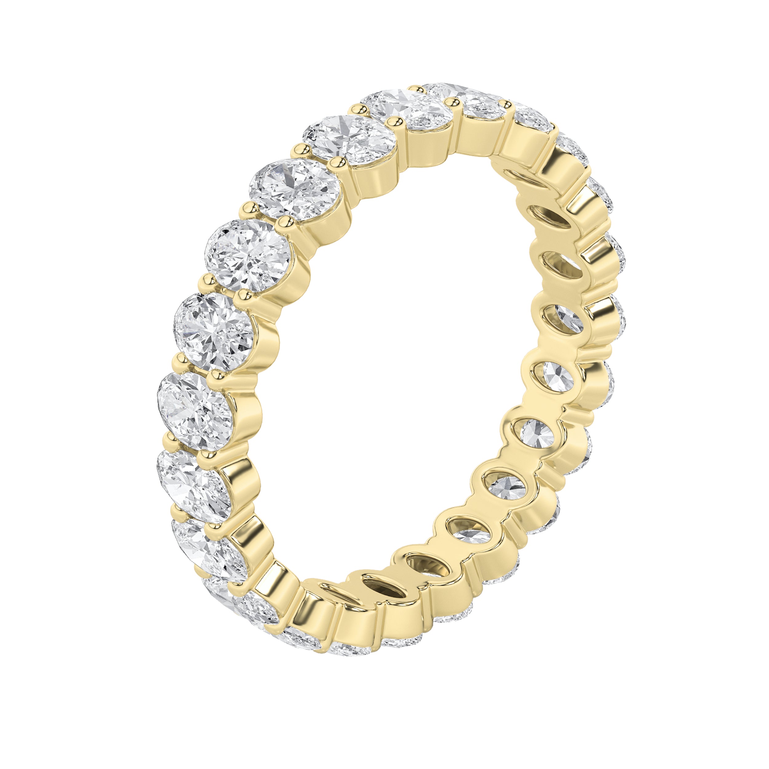 2.5Cttw Oval Shaped Lab Grown Diamond ( F / VS ) Eternity Band set in 14K Yellow Gold - Size 5