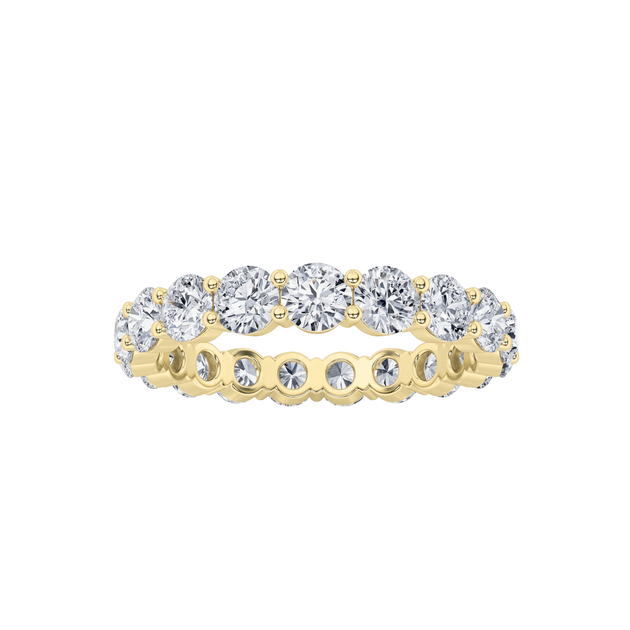 2.75Cttw Round Shaped Lab Grown Diamond ( F / VS ) Eternity Band set in 14K Yellow Gold - Size 5
