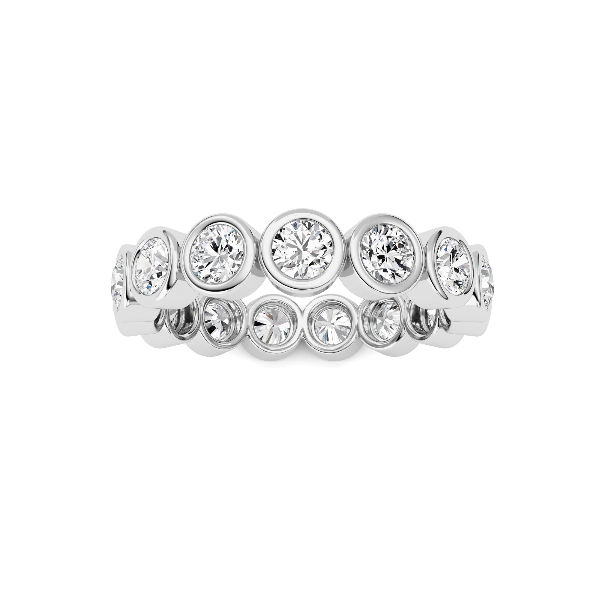 2.3Cttw Round Shaped Lab Grown Diamond ( F / VS ) Eternity Band set in 14K White Gold - Size 7