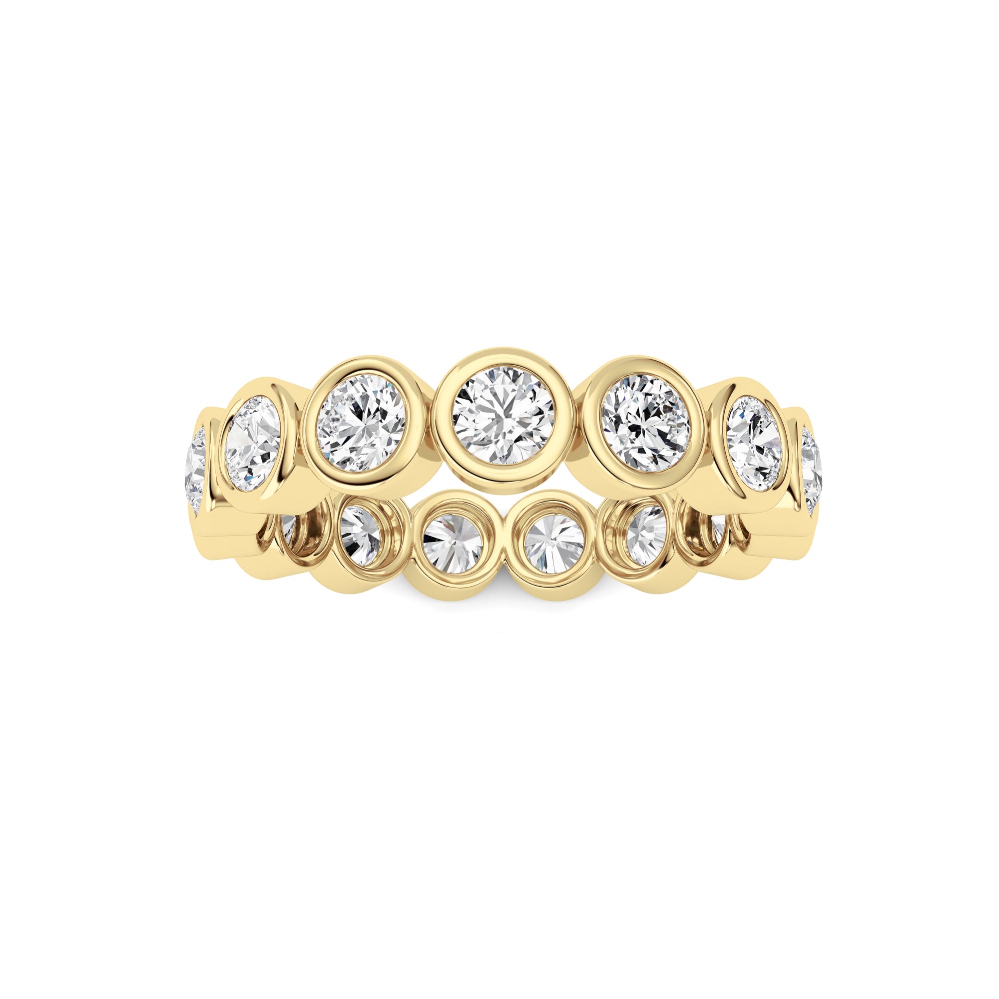 2.3Cttw Round Shaped Lab Grown Diamond ( F / VS ) Eternity Band set in 14K Yellow Gold - Size 7