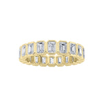 3.25Cttw Emerald Shaped Lab Grown Diamond ( F / VS ) Eternity Band set in 14K Yellow Gold - Size 7
