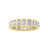 3.25Cttw Emerald Shaped Lab Grown Diamond ( F / VS ) Eternity Band set in 14K Yellow Gold - Size 7