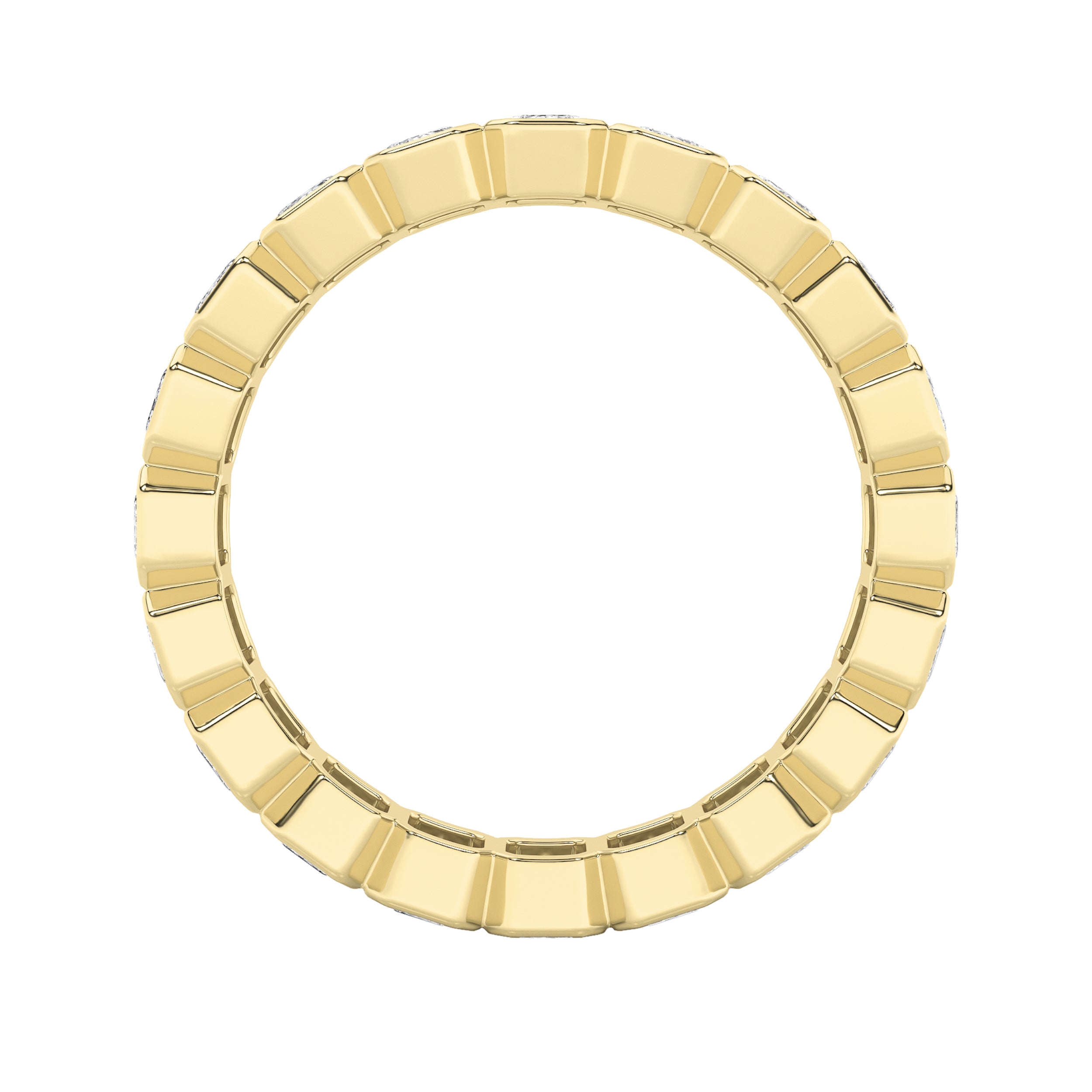 3.25Cttw Emerald Shaped Lab Grown Diamond ( F / VS ) Eternity Band set in 14K Yellow Gold - Size 7