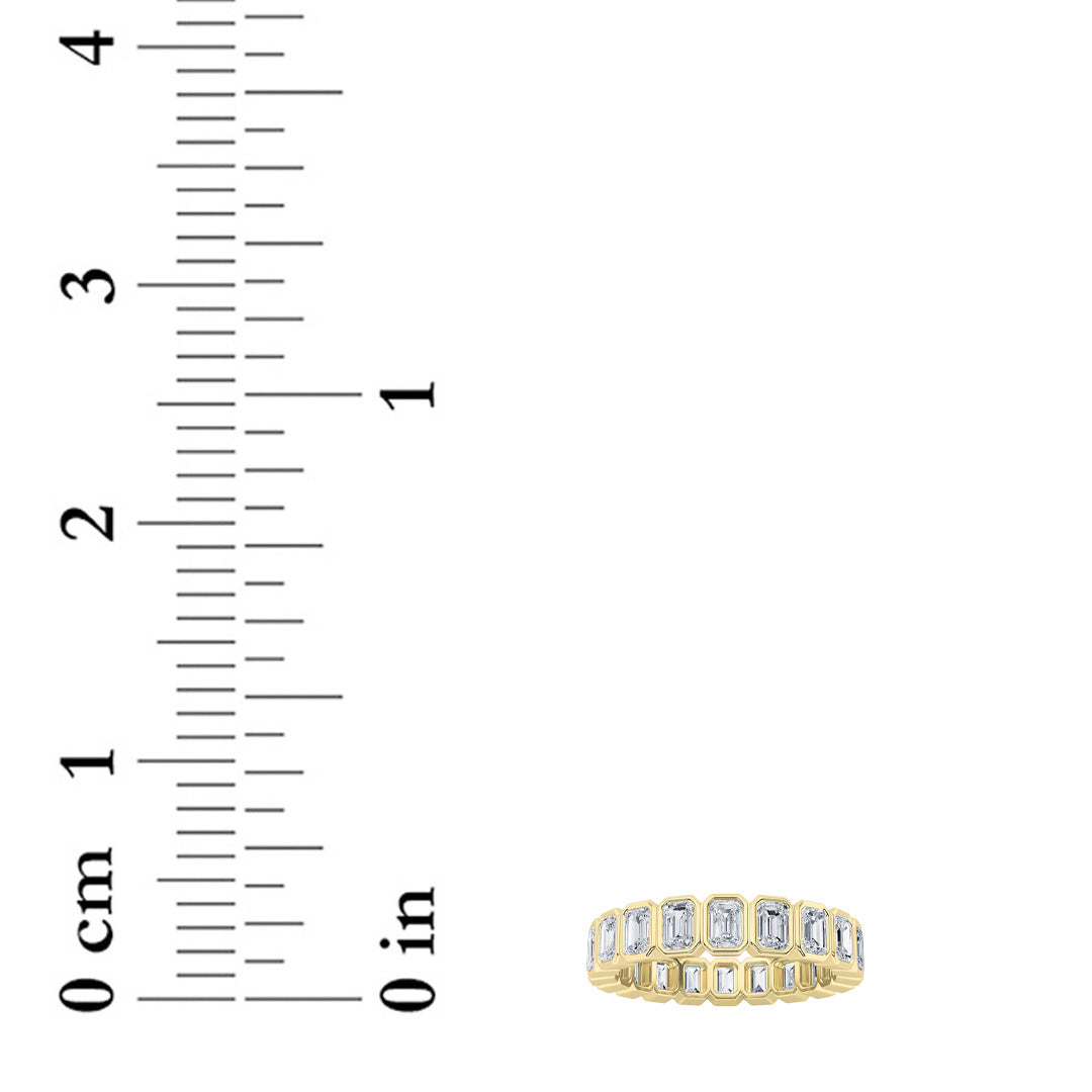3.25Cttw Emerald Shaped Lab Grown Diamond ( F / VS ) Eternity Band set in 14K Yellow Gold - Size 7