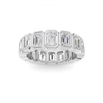 3.2Cttw Emerald Shaped Lab Grown Diamond ( F / VS ) Eternity Band set in 14K White Gold - Size 5