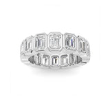 3.2Cttw Emerald Shaped Lab Grown Diamond ( F / VS ) Eternity Band set in 14K White Gold - Size 5