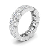 3.2Cttw Emerald Shaped Lab Grown Diamond ( F / VS ) Eternity Band set in 14K White Gold - Size 5