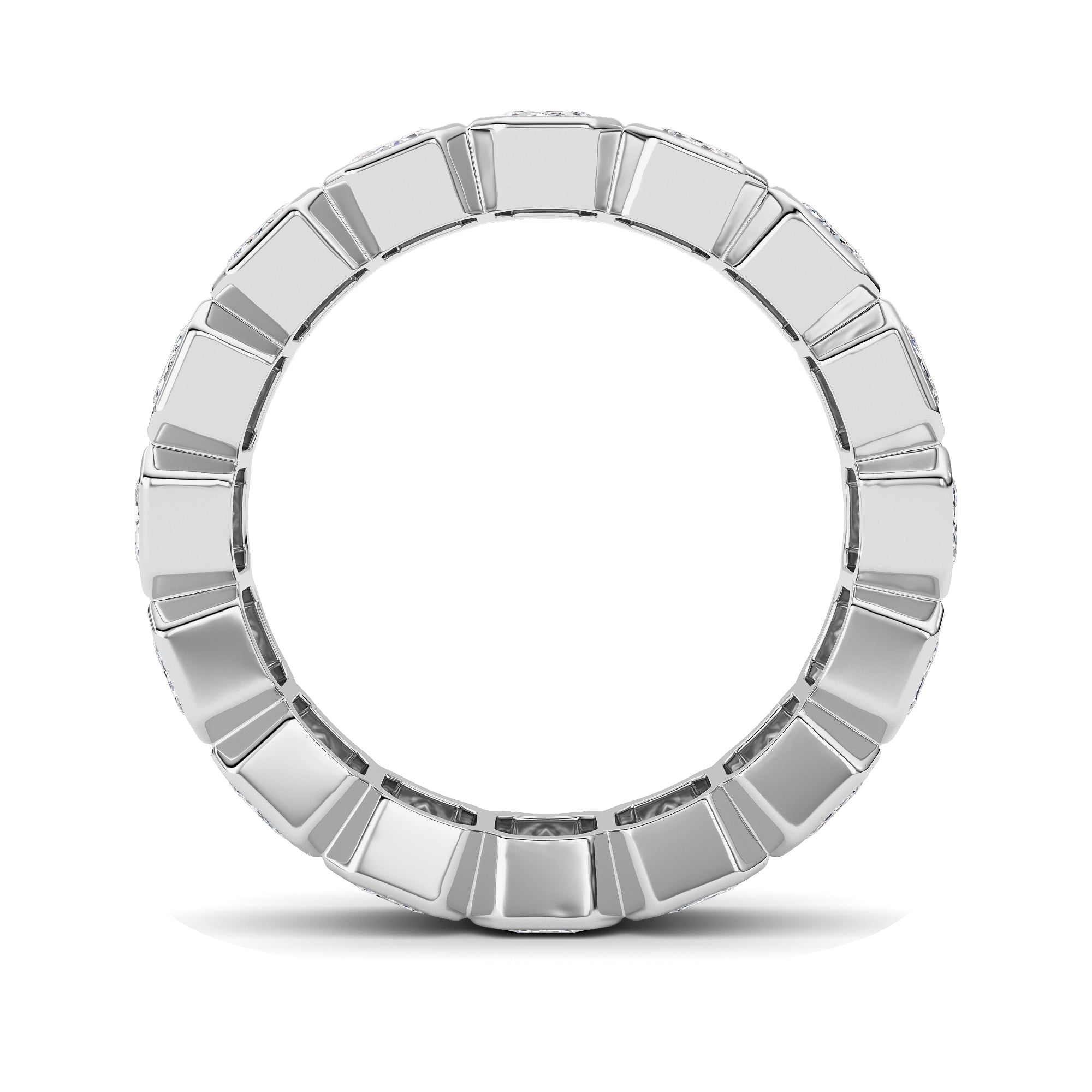 3.2Cttw Emerald Shaped Lab Grown Diamond ( F / VS ) Eternity Band set in 14K White Gold - Size 5