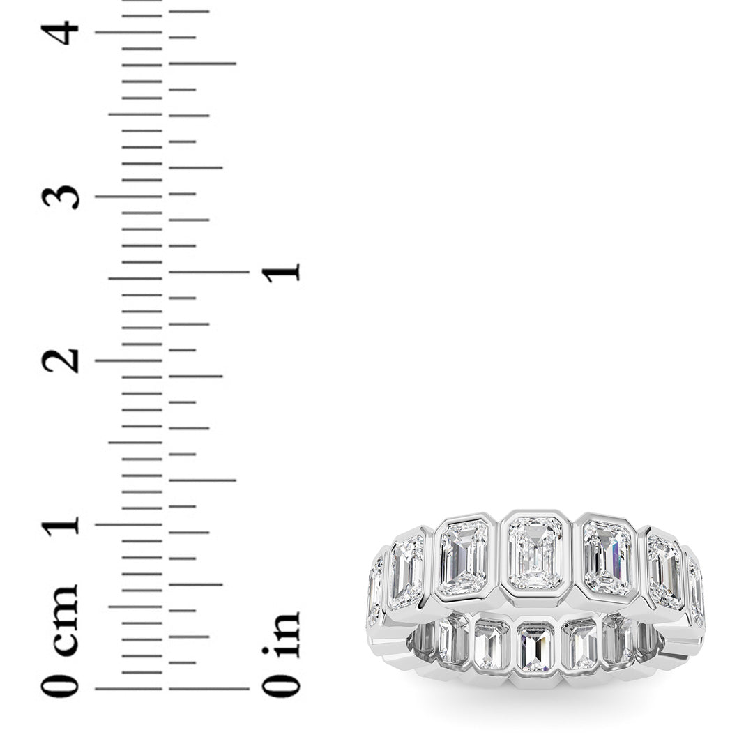 3.2Cttw Emerald Shaped Lab Grown Diamond ( F / VS ) Eternity Band set in 14K White Gold - Size 5