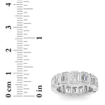 3.2Cttw Emerald Shaped Lab Grown Diamond ( F / VS ) Eternity Band set in 14K White Gold - Size 5