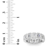 3.2Cttw Emerald Shaped Lab Grown Diamond ( F / VS ) Eternity Band set in 14K White Gold - Size 5