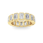 3.2Cttw Emerald Shaped Lab Grown Diamond ( F / VS ) Eternity Band set in 14K Yellow Gold - Size 5