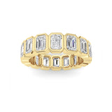 3.2Cttw Emerald Shaped Lab Grown Diamond ( F / VS ) Eternity Band set in 14K Yellow Gold - Size 5