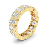 3.2Cttw Emerald Shaped Lab Grown Diamond ( F / VS ) Eternity Band set in 14K Yellow Gold - Size 5
