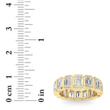 3.2Cttw Emerald Shaped Lab Grown Diamond ( F / VS ) Eternity Band set in 14K Yellow Gold - Size 5