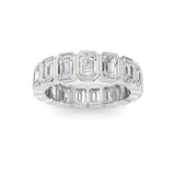 4.25Cttw Emerald Shaped Lab Grown Diamond ( F / VS ) Eternity Band set in 14K White Gold - Size 8