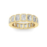 4.25Cttw Emerald Shaped Lab Grown Diamond ( F / VS ) Eternity Band set in 14K Yellow Gold - Size 8