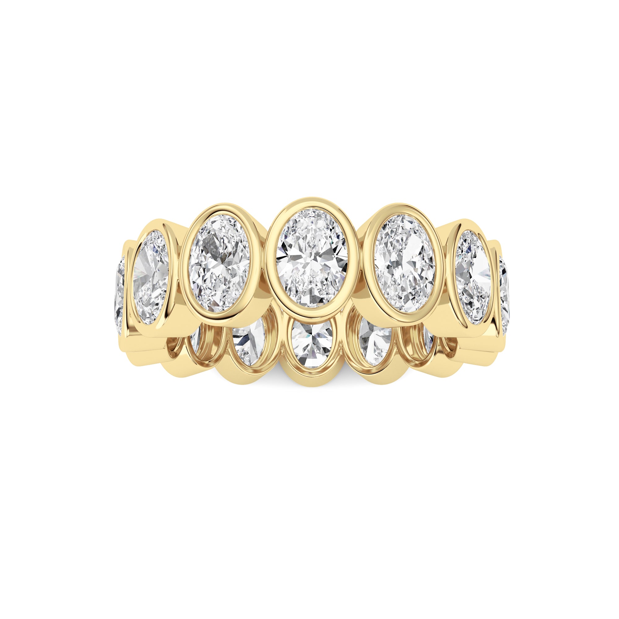 3.5Cttw Oval Shaped Lab Grown Diamond ( F / VS ) Eternity Band set in 14K Yellow Gold - Size 6