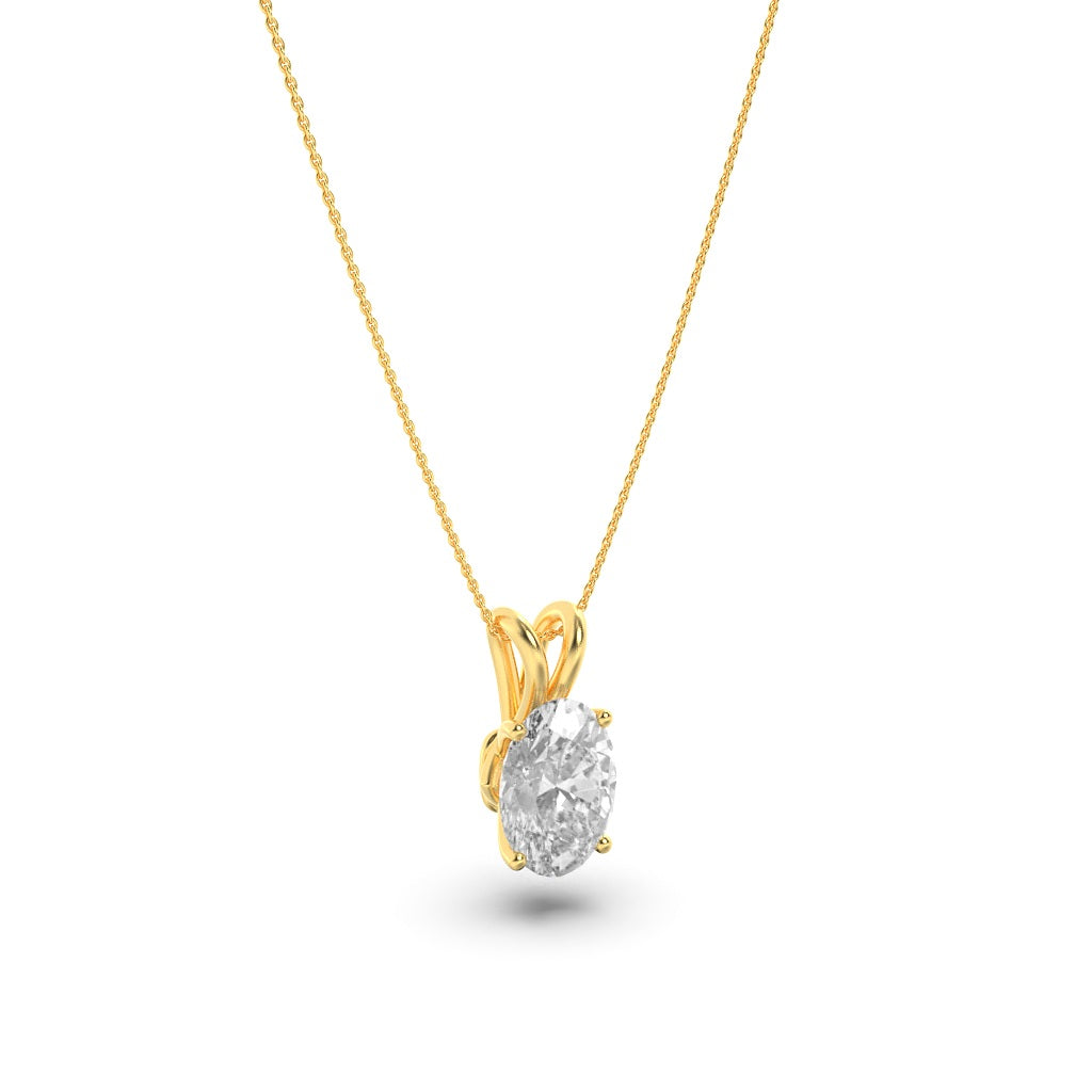 2Cttw Oval Shaped Lab Grown Diamond (F/VS) Split Bale Solitaire Pendant in 14K Gold