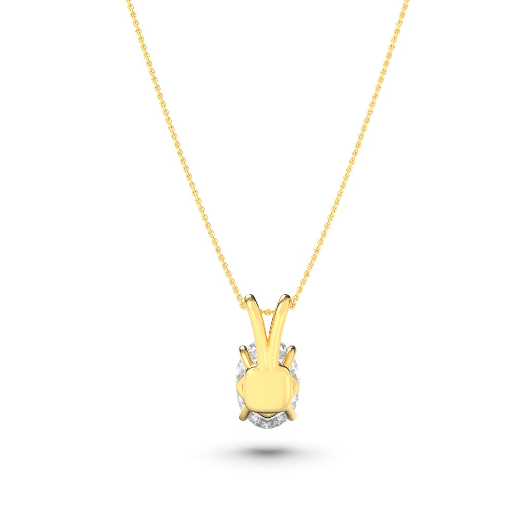 2Cttw Oval Shaped Lab Grown Diamond (F/VS) Split Bale Solitaire Pendant in 14K Gold