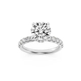 2.5Cttw Round Shaped Lab Grown Diamond (F/VS) Hidden Halo Accented Ring in 14K Gold