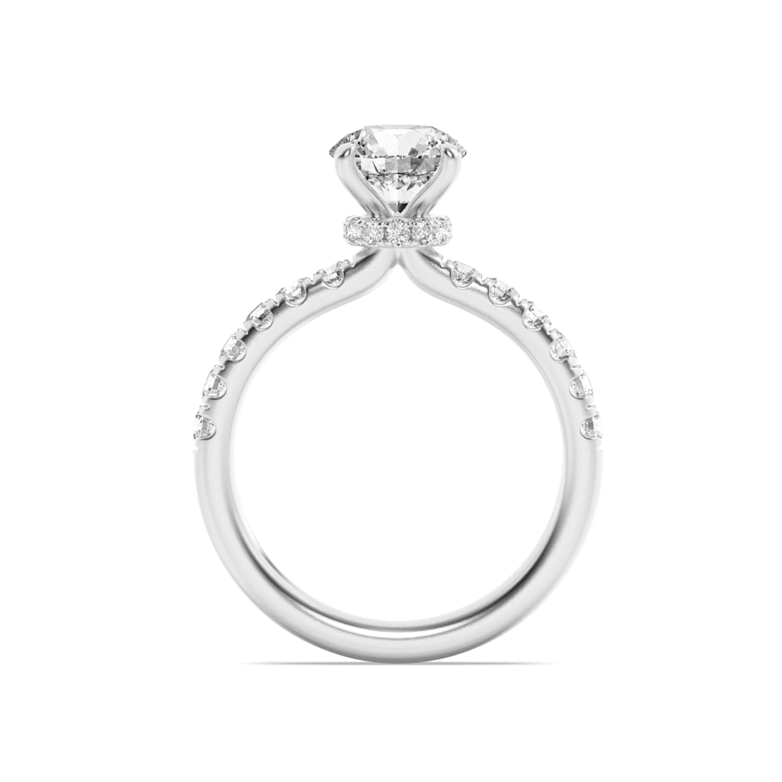 2.5Cttw Round Shaped Lab Grown Diamond (F/VS) Hidden Halo Accented Ring in 14K Gold
