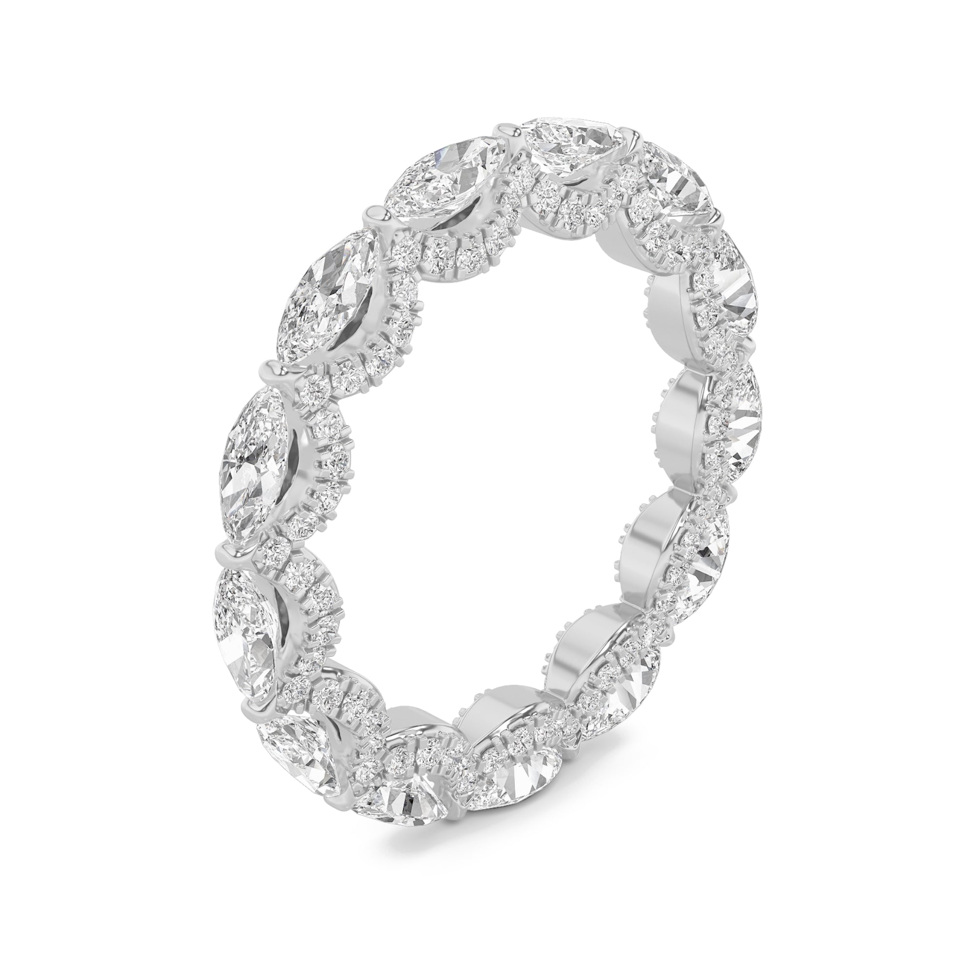 2.5Cttw Marquise Shaped Lab Grown Diamond (F/VS) Eternity Band Ring in 14K Gold
