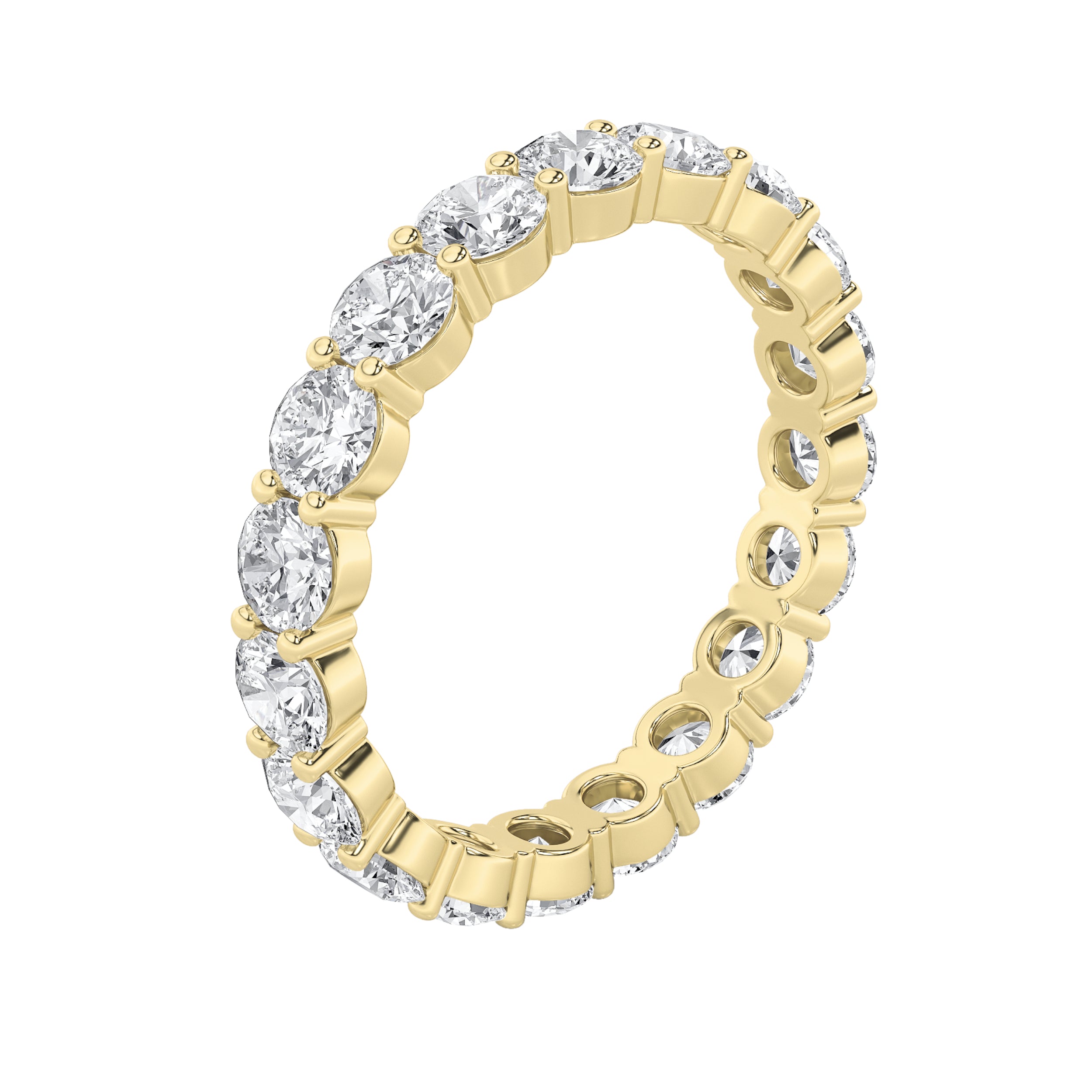 2.4Cttw Round Shaped Lab Grown Diamond ( F / VS ) Eternity Band set in 14K Yellow Gold - Size 8