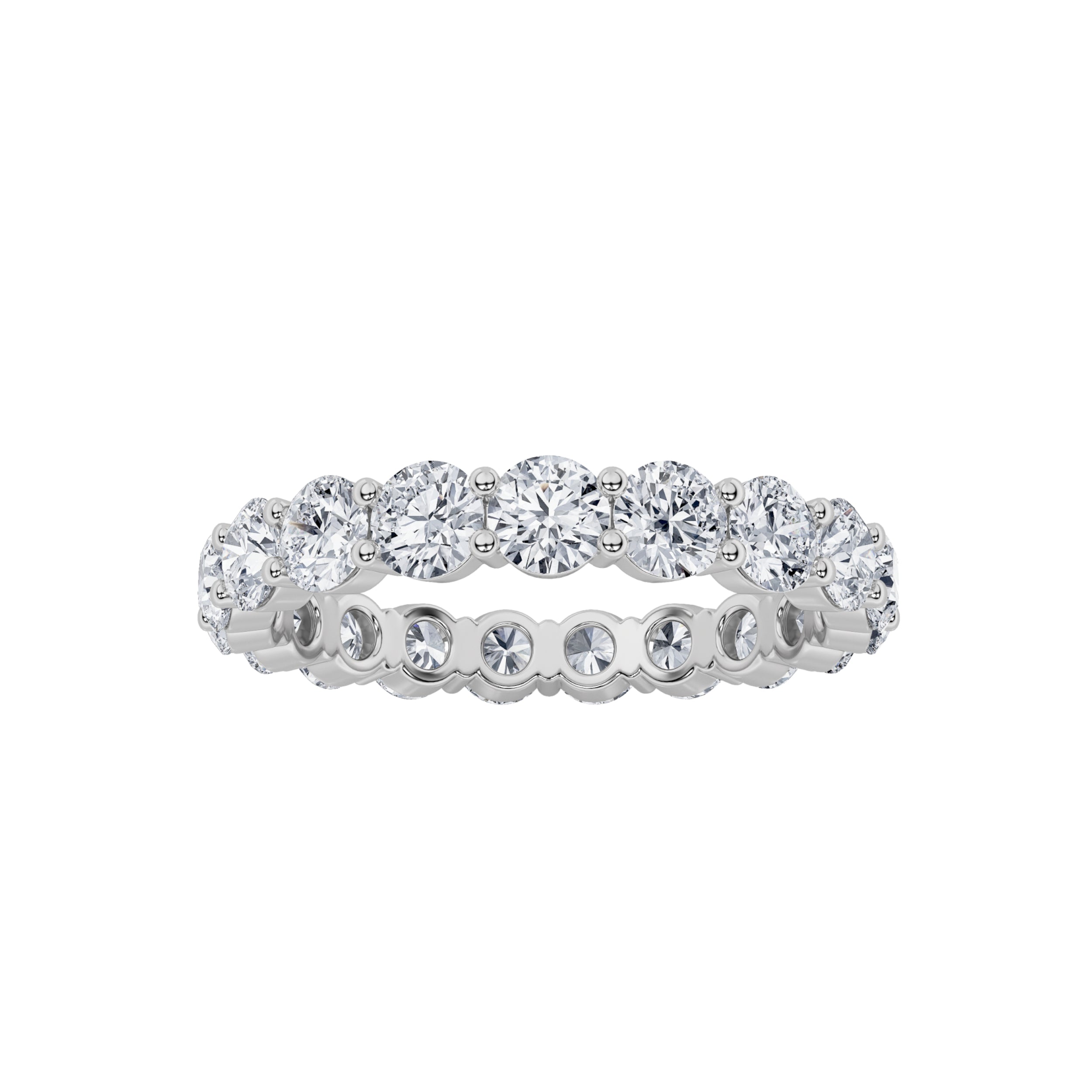 2.7Cttw Round Shaped Lab Grown Diamond ( F / VS ) Eternity Band set in 14K White Gold - Size 6