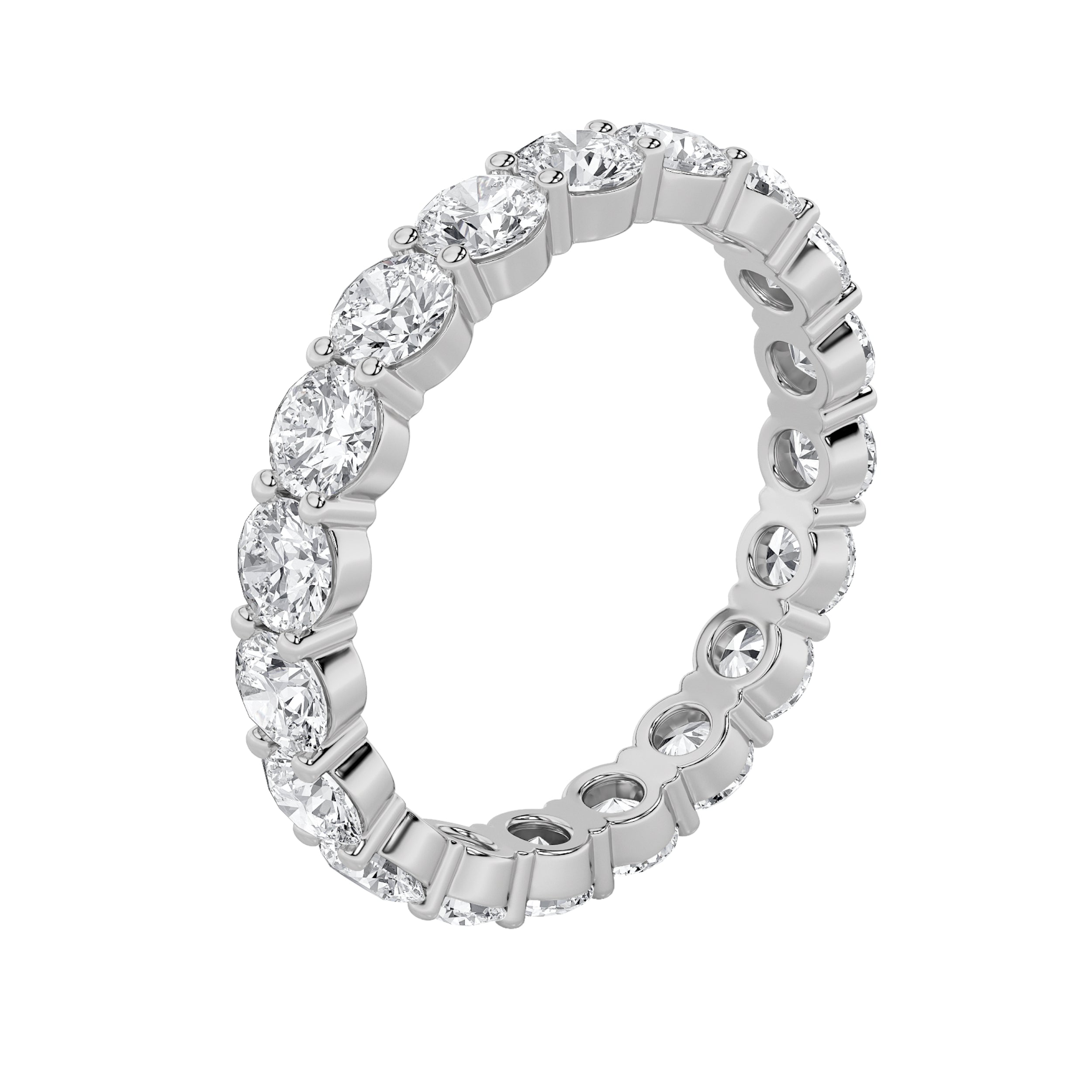 2.7Cttw Round Shaped Lab Grown Diamond ( F / VS ) Eternity Band set in 14K White Gold - Size 6