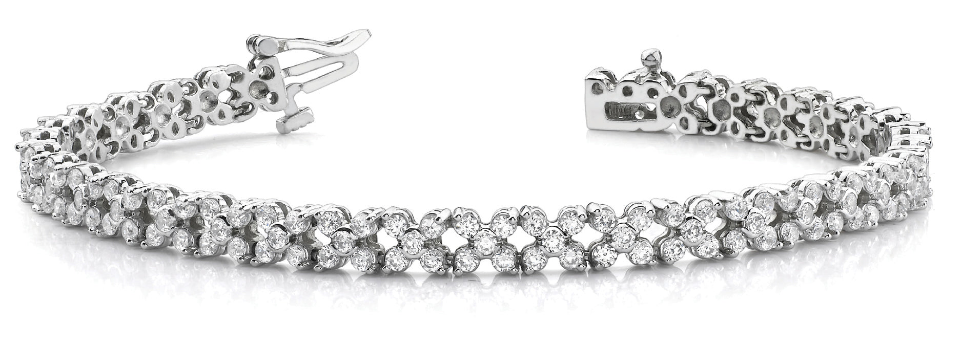 Natural Diamond 5 STONE CLUSTER LINK BRACELET