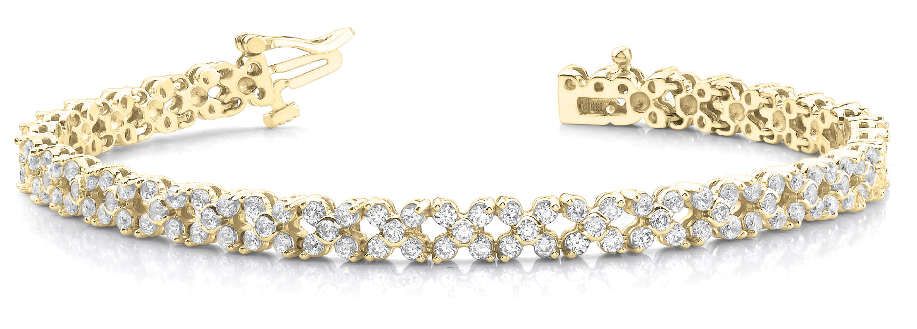 Natural Diamond 5 STONE CLUSTER LINK BRACELET