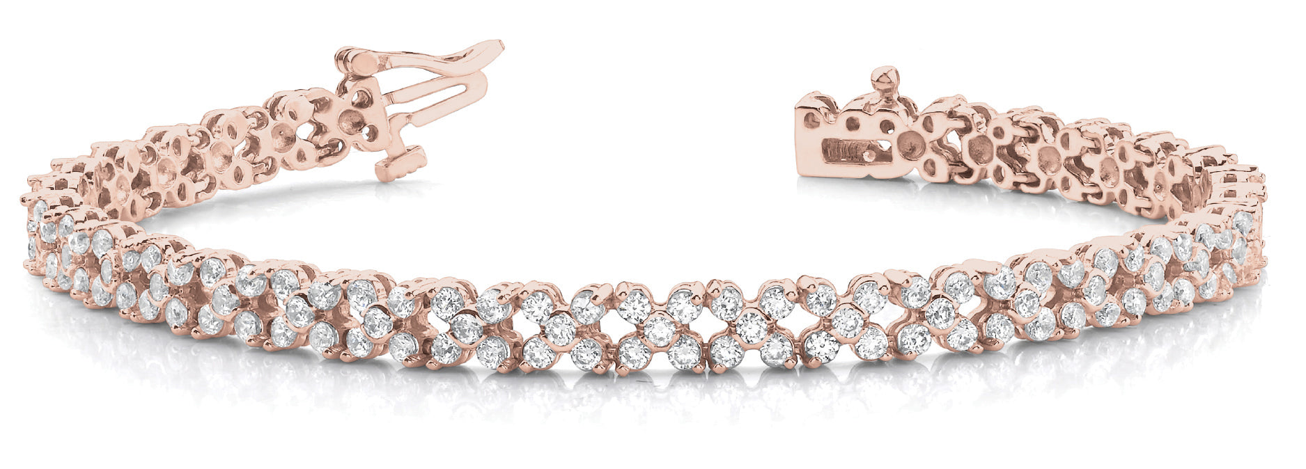 Natural Diamond 5 STONE CLUSTER LINK BRACELET