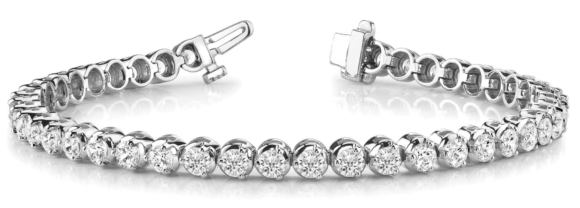 Natural Diamond 3-Prong Tennis Bracelet