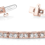 Natural Diamond Vintage Milgrain Double Diamond Box Bracelet
